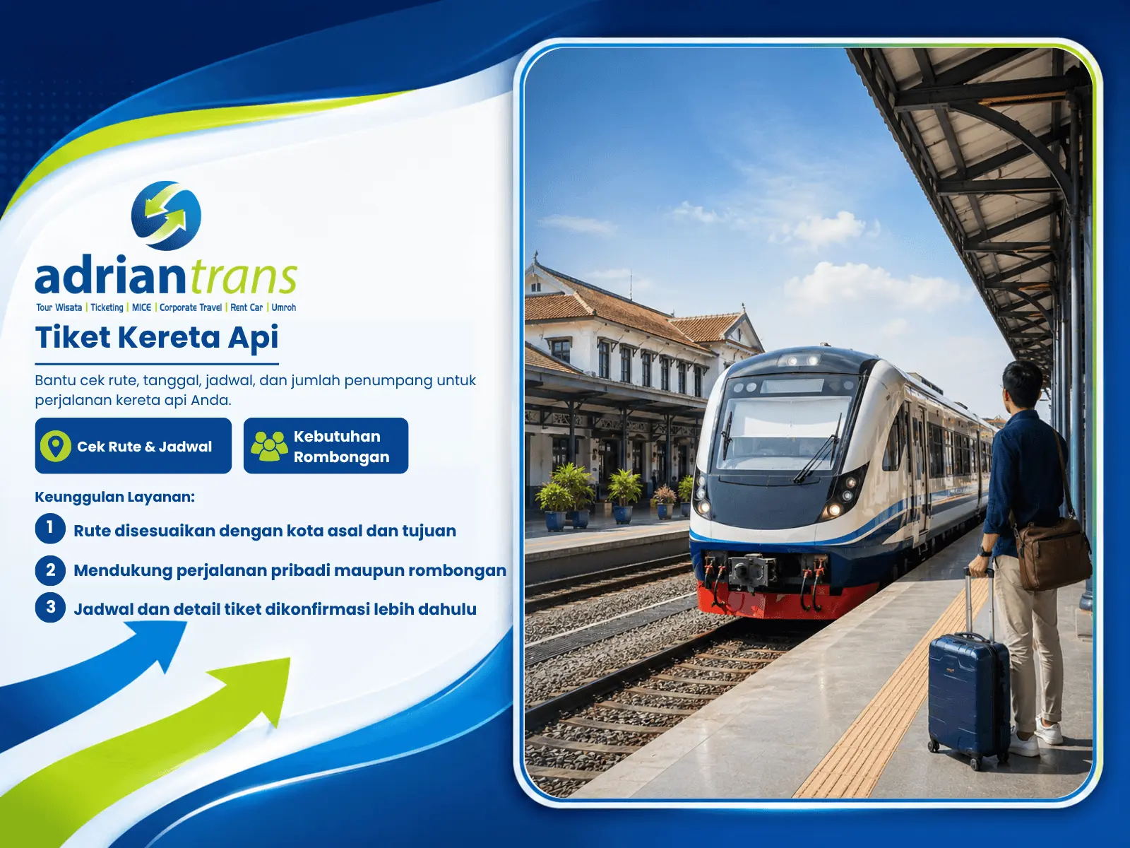 Ilustrasi layanan tiket kereta api PT Adrian Trans Indonesia