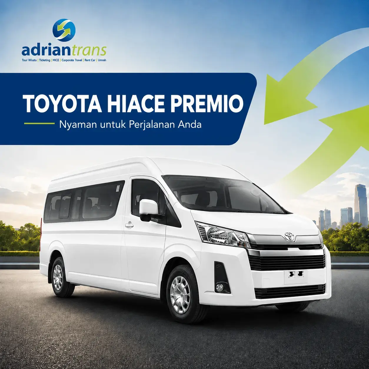 Toyota Hiace Premio untuk layanan rental Adrian Trans