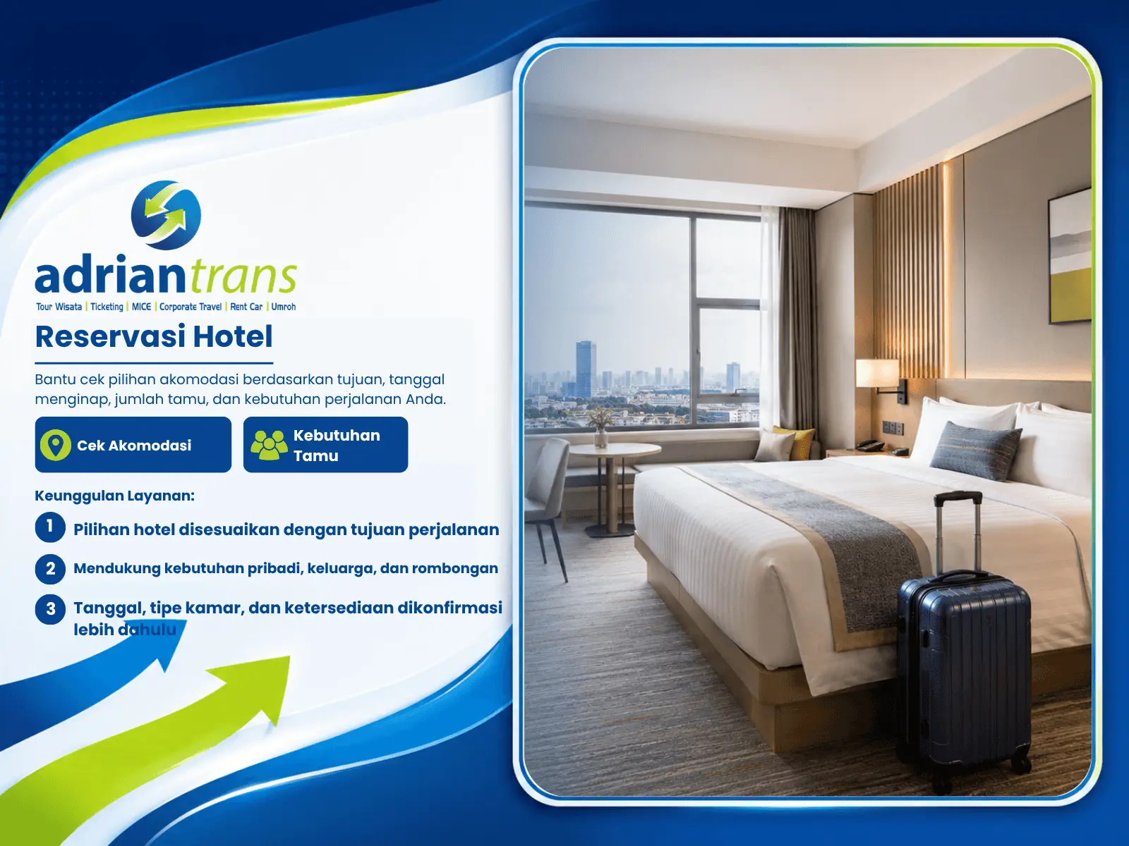 Ilustrasi layanan reservasi hotel PT Adrian Trans Indonesia